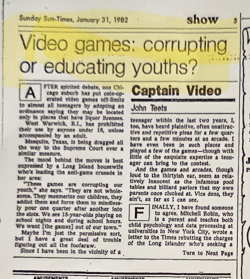 Newspaper - Video games: corrupting or educating youths?
