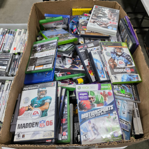 Cardboard box of sports games