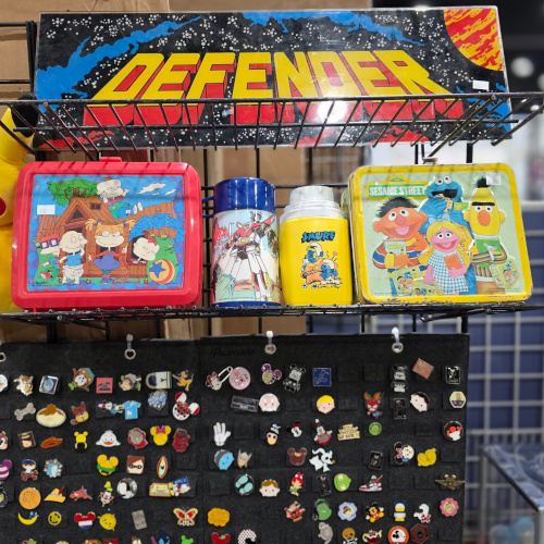 Defender sign and lunch boxes