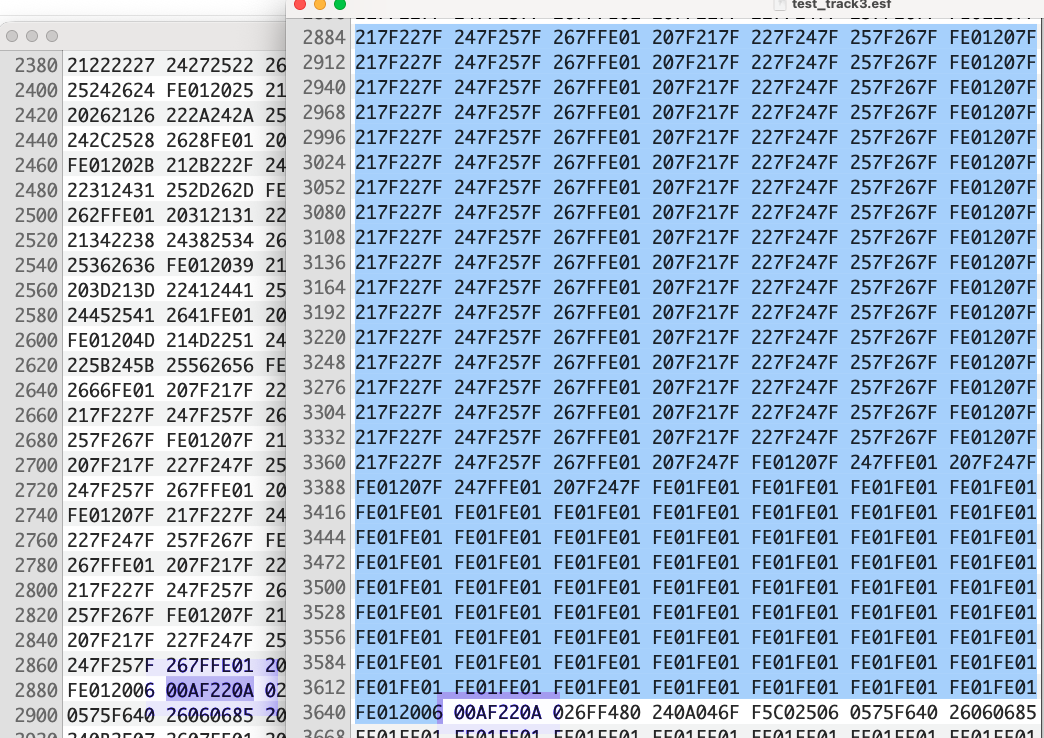Raw ESF file comparison